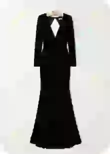 Black long sleeve backless dress. Template for clothes swap.