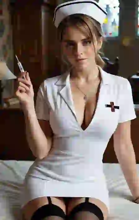 Donna in costume da infermiera sensuale al chiuso per la generazione di immagini AI