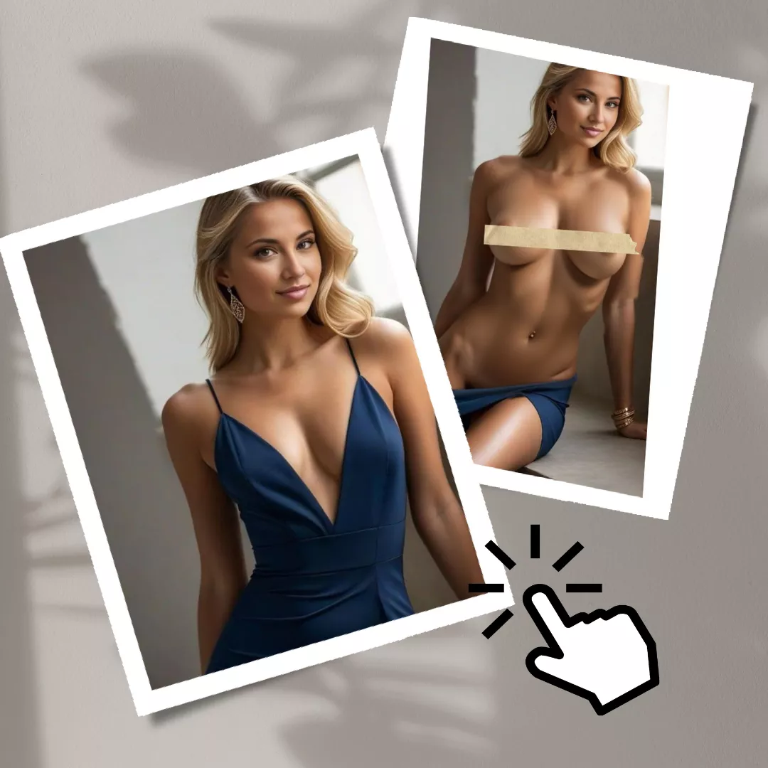 one-click clothoff removing dark blue silk dress from a woman.