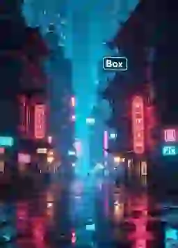 Futurystyczna, oświetlona neonami ulica miejska ze świecącymi znakami w nocy. Opcja sceny dla generatora obrazów AI.