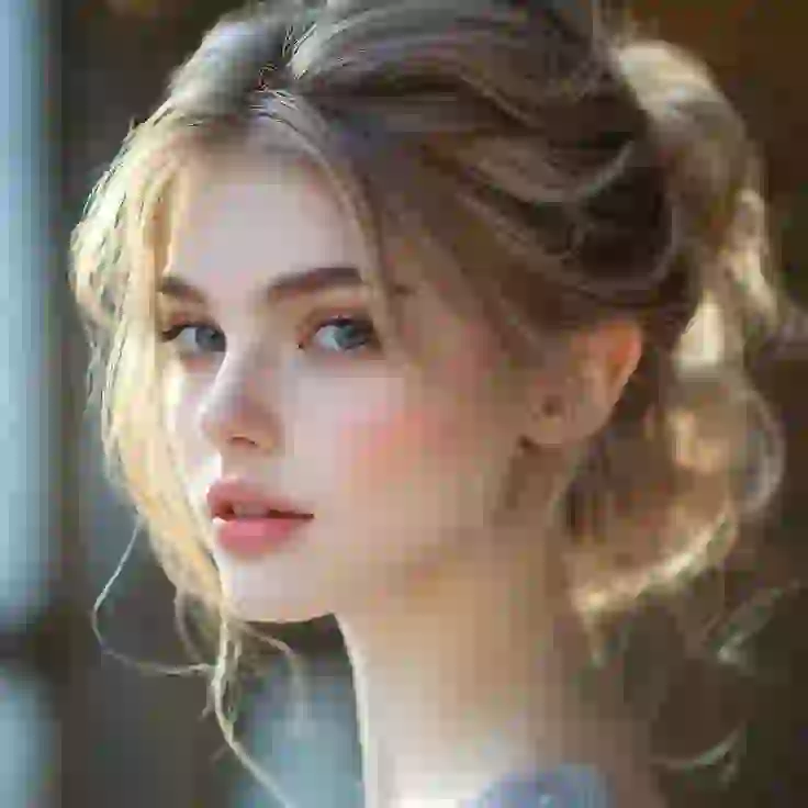 Blonde vrouw met losse knot. Modelsjabloon voor photo face swap.