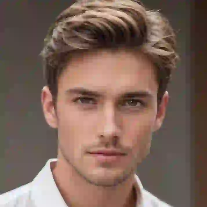 Man met getextureerde zijscheiding. Modelsjabloon voor photo face swap.