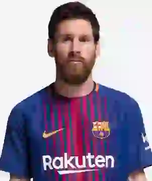 Messi in Barcelona thuisshirt. Modelsjabloon voor photo face swap.