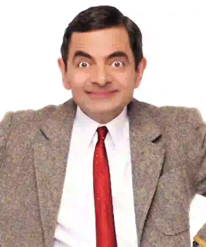 Mr. Bean portret met overdreven uitdrukking. Modelsjabloon voor photo face swap.